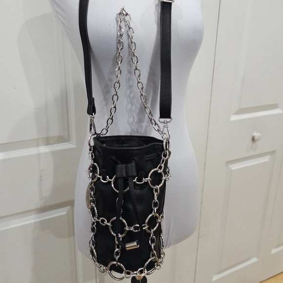 Dolls Kill Poster Grl Check Yourself Bucket Black O Ring Bag Crossbody Purse - Picture 4 of 14